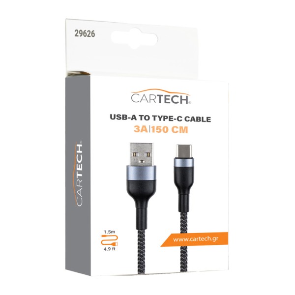 ΚΑΛΩΔΙΟ ΦΟΡΤΙΣΗΣ & ΜΕΤΑΦΟΡΑΣ ΔΕΔΟΜΕΝΩΝ USB TO TYPE-C 1.5M NYLON+ZINC ALLOY