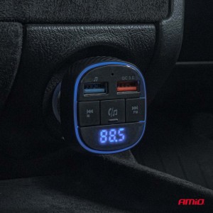 Amio - FM Transmitter Αναπτήρα Τύπου FMT01 Τάση Λειτουργίας Για Επιβατικά Αυτοκίνητα Και Φορτηγά Με 2xUSB Type-A Για Επιβατικά Αυτοκίνητα Και Φορτηγά