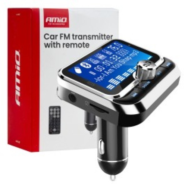 Amio - FM Transmitter Αυτοκινήτου 12/24V Με 1xUSB Type-A, 1xUSB Type-C Και Τηλεχειριστήριο - 1 Τεμ.