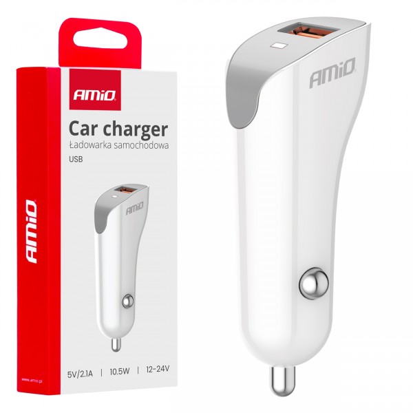 Amio - ΦΟΡΤΙΣΤΗΣ ΑΝΑΠΤΗΡΑ 12/24V ΜΕ 1 ΘΥΡΑ USB 10.5W 5V/2.1A ΛΕΥΚΟΣ - 1 Τεμ. (03873/AM)