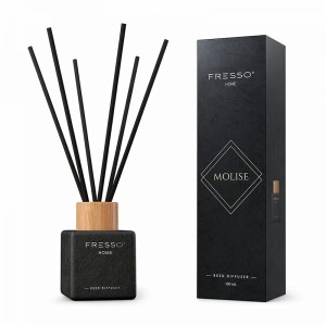 Fresso - Αρωματικό Χώρου με Στικ Molise 100 ml Premium Home Reed Diffuser με FlowScent, Μαύρο Γυάλινο Μπουκάλι και Μαύρα Στικ από Fiberglass - 1 Τεμ.