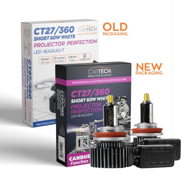 ΛΑΜΠΑ LED CT27/360 H11 SHORT 60W WHITE 6500K CARTECH